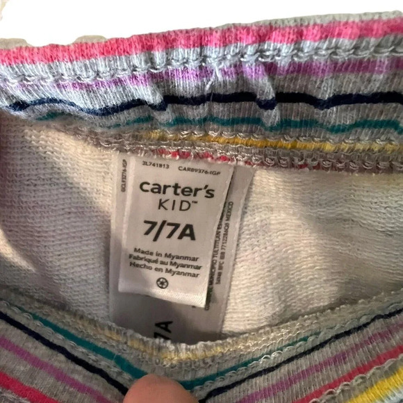 Carters Girls Rainbow Knit Shorts Size 7 Elastic Waist Pockets Lounge Play Kids - Picture 5 of 5